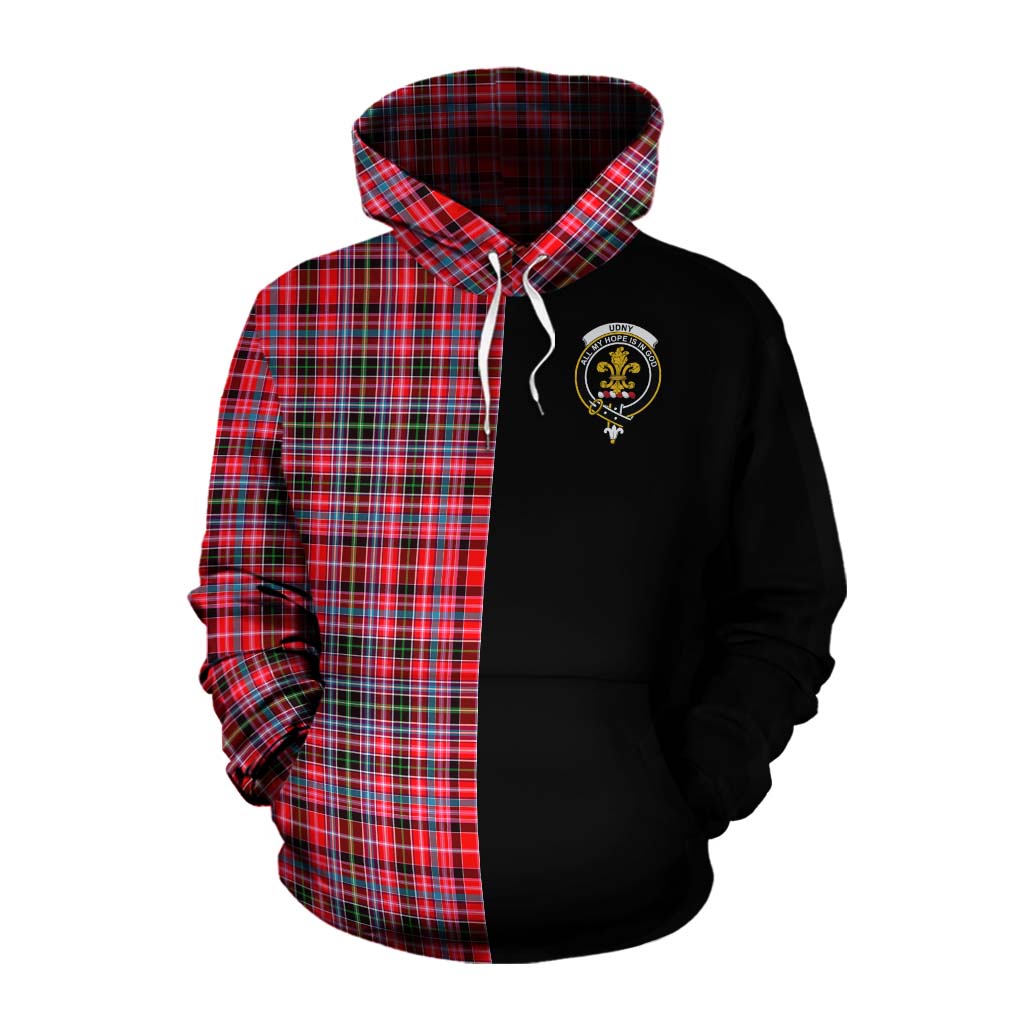 Tartan Vibes Clothing Udny Tartan Cotton Hoodie with Family Crest and Half Of Me Style