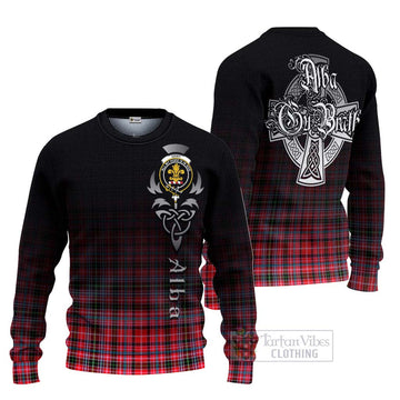 Tartan Vibes Clothing Udny Tartan Knitted Sweater Featuring Alba Gu Brath Family Crest Celtic Inspired