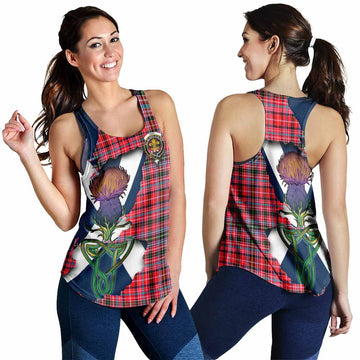 Tartan Vibes Clothing Udny Tartan Family Crest Women's Racerback Tanks Scottish Thistle Celtic Inspired