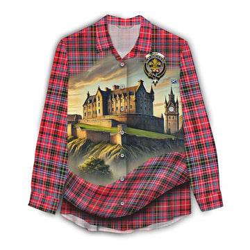 Tartan Vibes Clothing Udny Tartan Family Crest Women's Casual Shirt with Scottish Ancient Castle Style