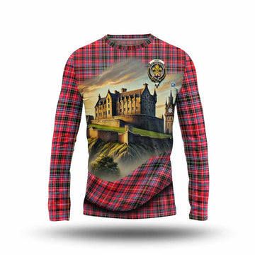 Tartan Vibes Clothing Udny Tartan Family Crest Long Sleeve T-Shirt with Scottish Ancient Castle Style
