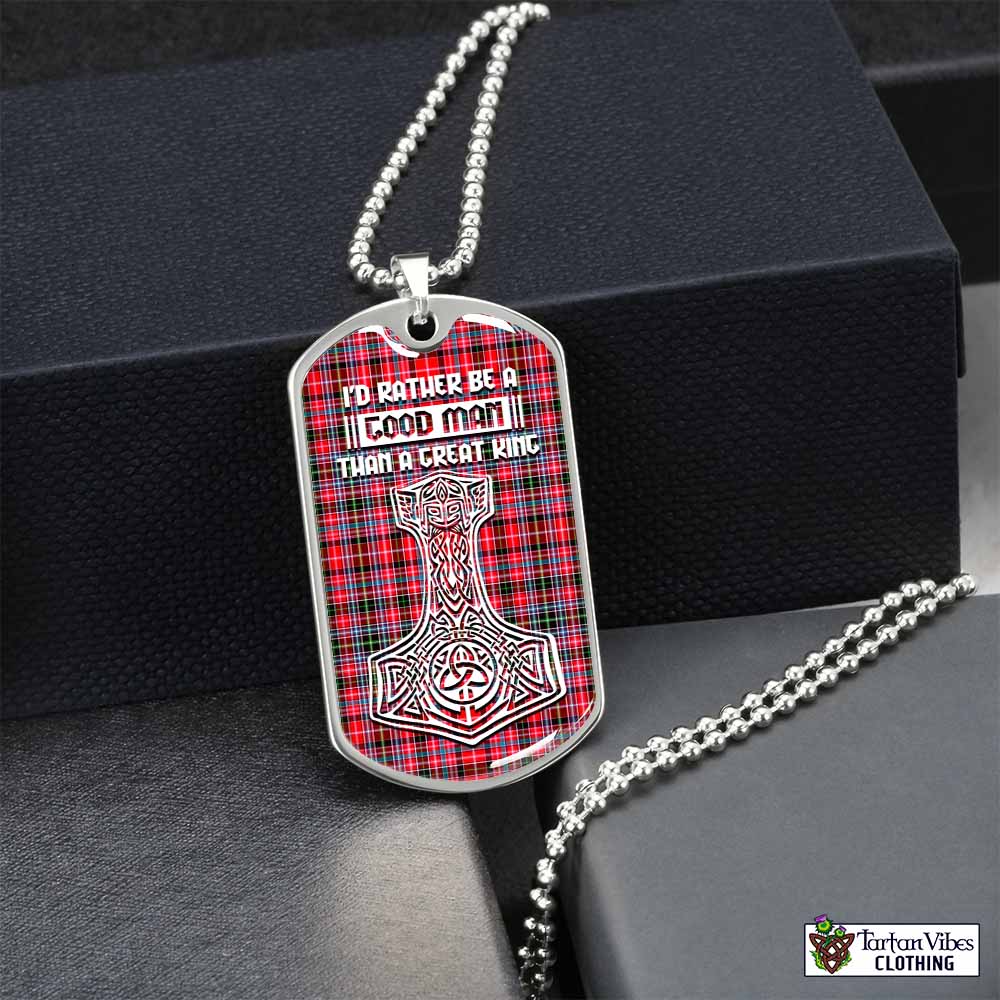 Tartan Vibes Clothing Udny Tartan Dog Tag Necklace Viking Mjolnir Style