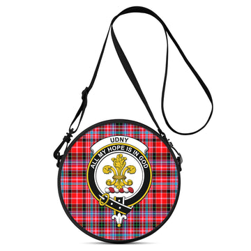 Udny Tartan Round Satchel Bags with Family Crest