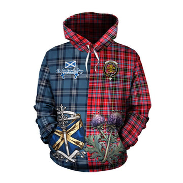 Tartan Vibes Clothing Udny Tartan Cotton Hoodie Happy St. Andrew's Day Half Tartan Style