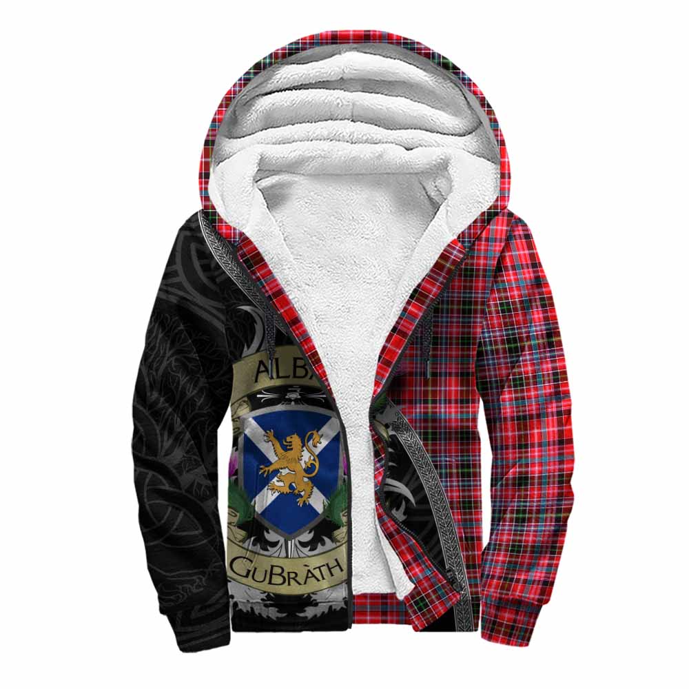 Tartan Vibes Clothing Udny Tartan Family Crest Sherpa Hoodie Lion Rampant Royal Thistle Shield Celtic Inspired