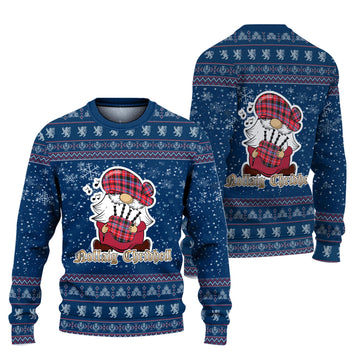 Udny Clan Christmas Family Ugly Sweater with Funny Gnome Playing Bagpipes