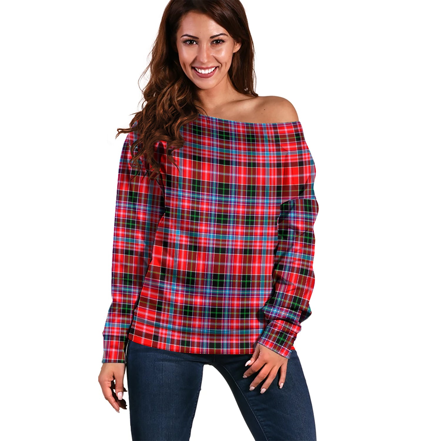 Udny Tartan Off Shoulder Women Sweater Women - Tartan Vibes Clothing