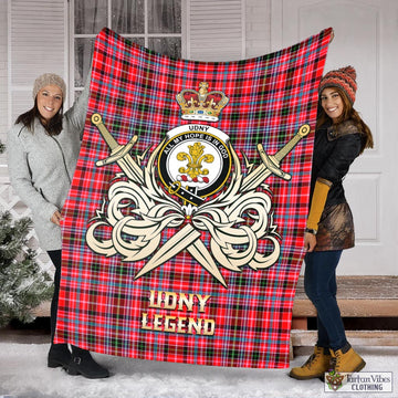 Udny Tartan Blanket with Clan Crest and the Golden Sword of Courageous Legacy