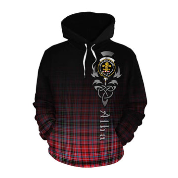 Tartan Vibes Clothing Udny Tartan Cotton Hoodie Featuring Alba Gu Brath Family Crest Celtic Inspired