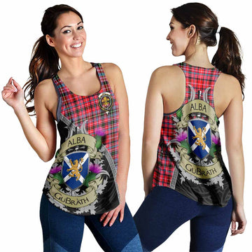 Tartan Vibes Clothing Udny Tartan Family Crest Women's Racerback Tanks Lion Rampant Royal Thistle Shield Celtic Inspired