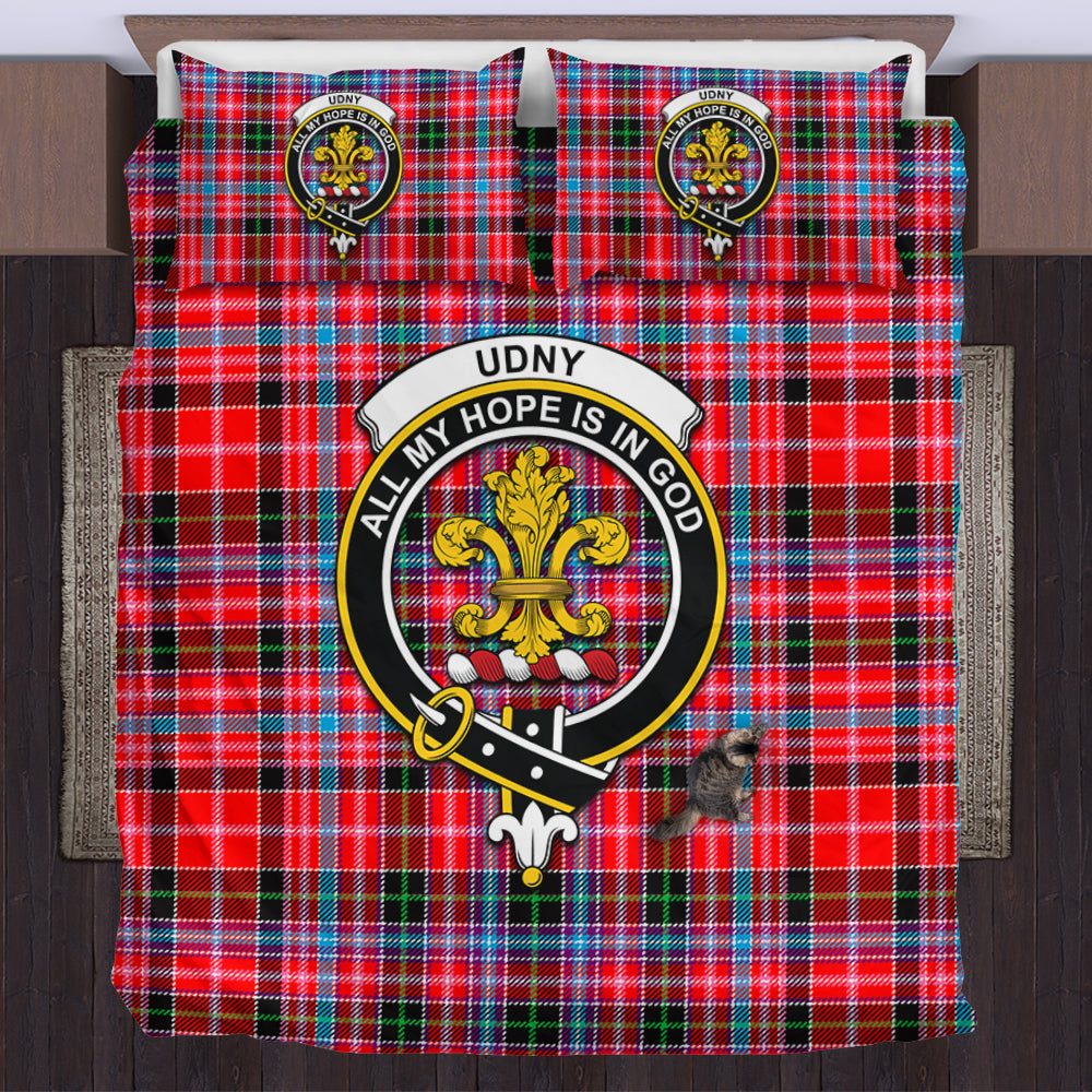 Udny Tartan Bedding Set with Family Crest US Bedding Set - Tartan Vibes Clothing