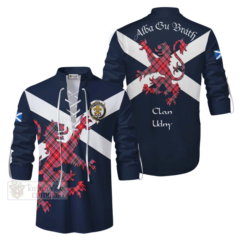 Tartan Vibes Clothing Udny Tartan Lion Rampant Ghillie Kilt Shirt Proudly Display Your Heritage with Alba Gu Brath and Clan Name
