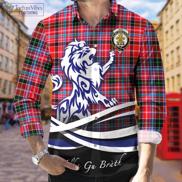 Udny Tartan Long Sleeve Button Up Shirt with Alba Gu Brath Regal Lion Emblem