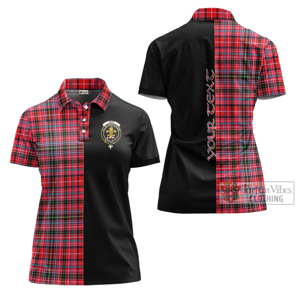 Udny Tartan Women's Polo Shirt with Family Crest and Half Of Me Style Women - Tartanvibesclothing Shop