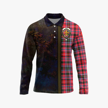 Tartan Vibes Clothing Udny Tartan Family Crest Long Sleeve Polo Shirt Alba Gu Brath Be Brave Lion Ancient Style