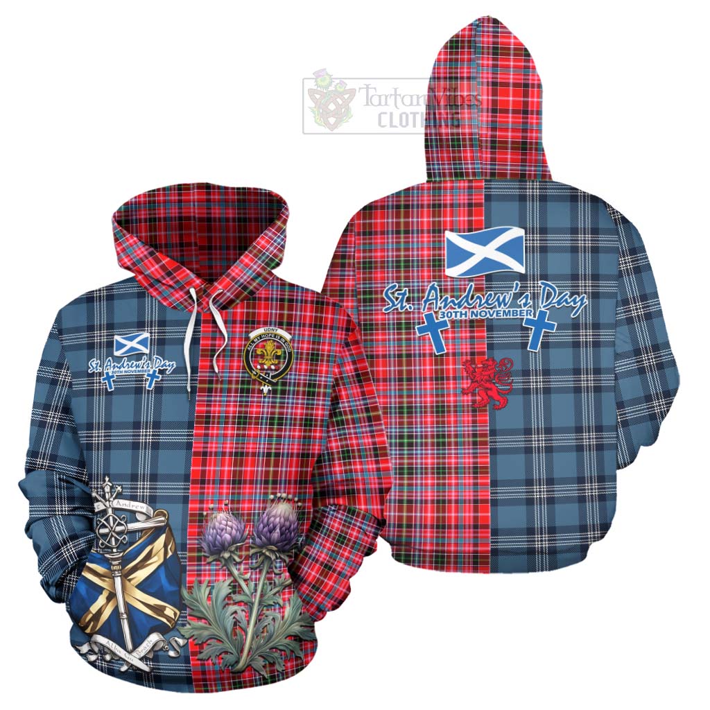 Tartan Vibes Clothing Udny Tartan Hoodie Happy St. Andrew's Day Half Tartan Style