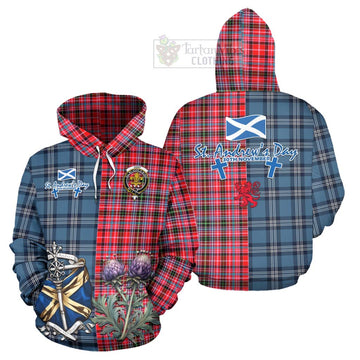 Tartan Vibes Clothing Udny Tartan Hoodie Happy St. Andrew's Day Half Tartan Style