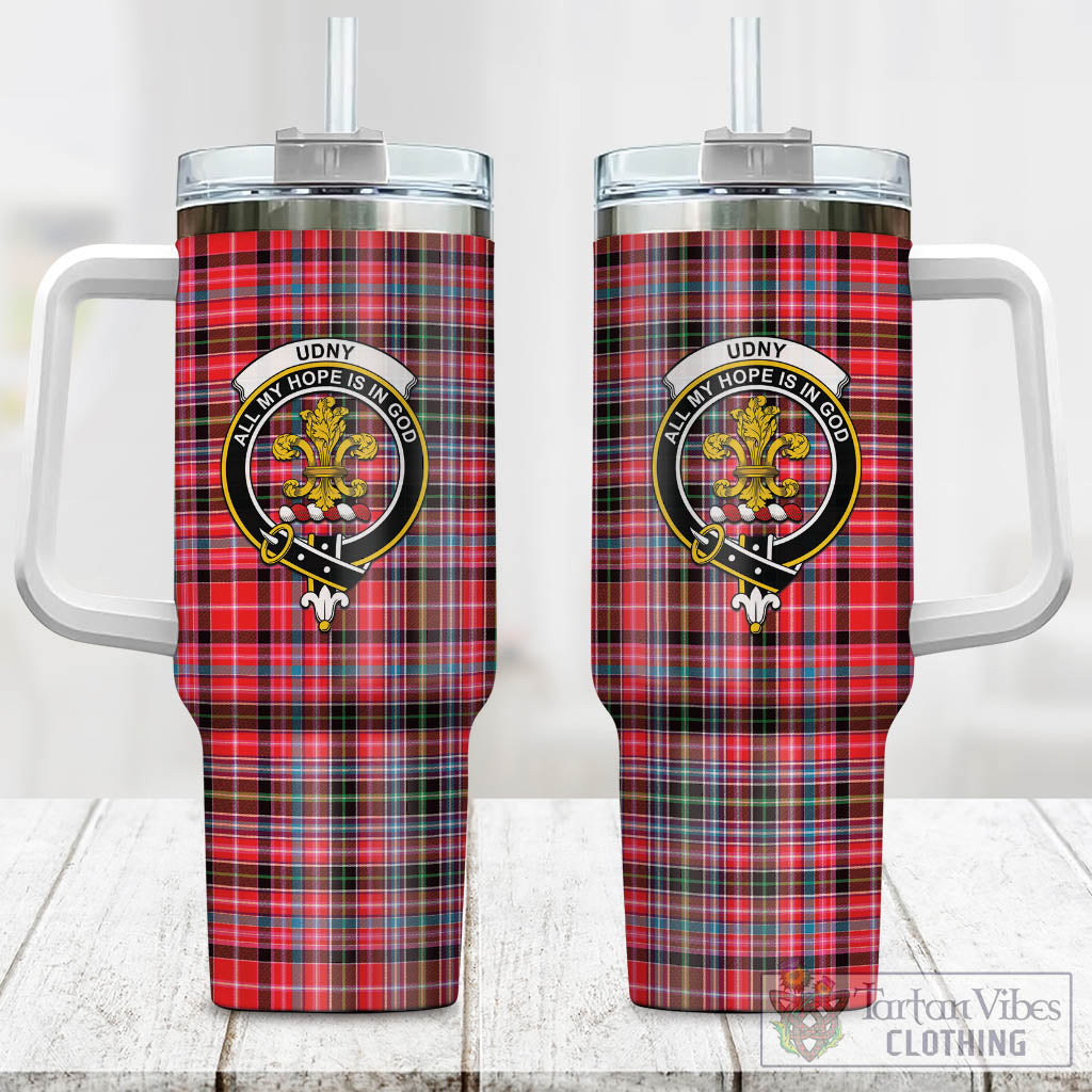 Udny Tartan Tumbler with Handle with Family Crest One Size 40 OZ - Tartan Vibes Clothing