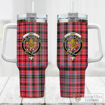 Udny Tartan and Family Crest Tumbler with Handle