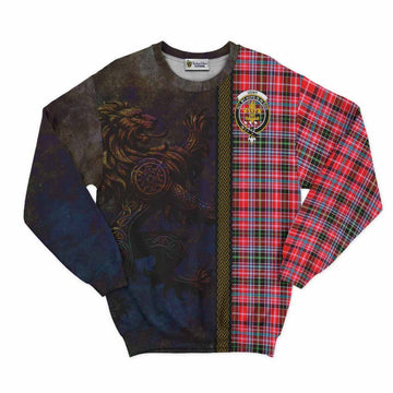 Tartan Vibes Clothing Udny Tartan Family Crest Sweatshirt Alba Gu Brath Be Brave Lion Ancient Style