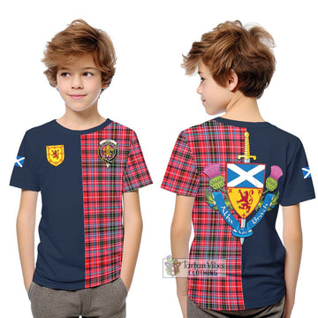 Tartan Vibes Clothing Udny Tartan Kid T-Shirt with Scottish Lion Royal Arm Half Style