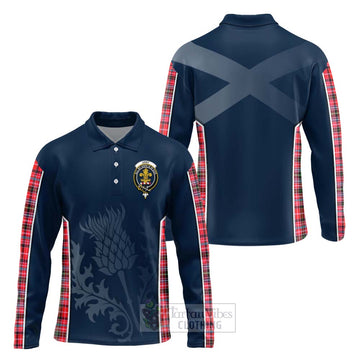 Tartan Vibes Clothing Udny Tartan Long Sleeve Polo Shirt with Family Crest and Scottish Thistle Vibes Sport Style