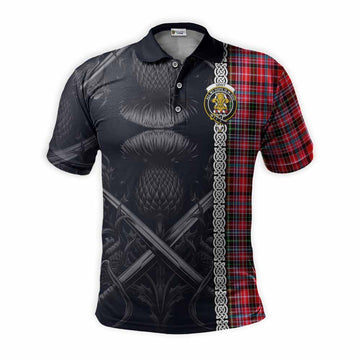 Tartan Vibes Clothing Udny Tartan Polo Shirt with Family Crest Cross Sword Thistle Celtic Vibes