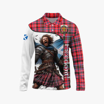 Tartan Vibes Clothing Udny Crest Tartan Long Sleeve Polo Shirt Inspired by the Freedom of Scottish Warrior