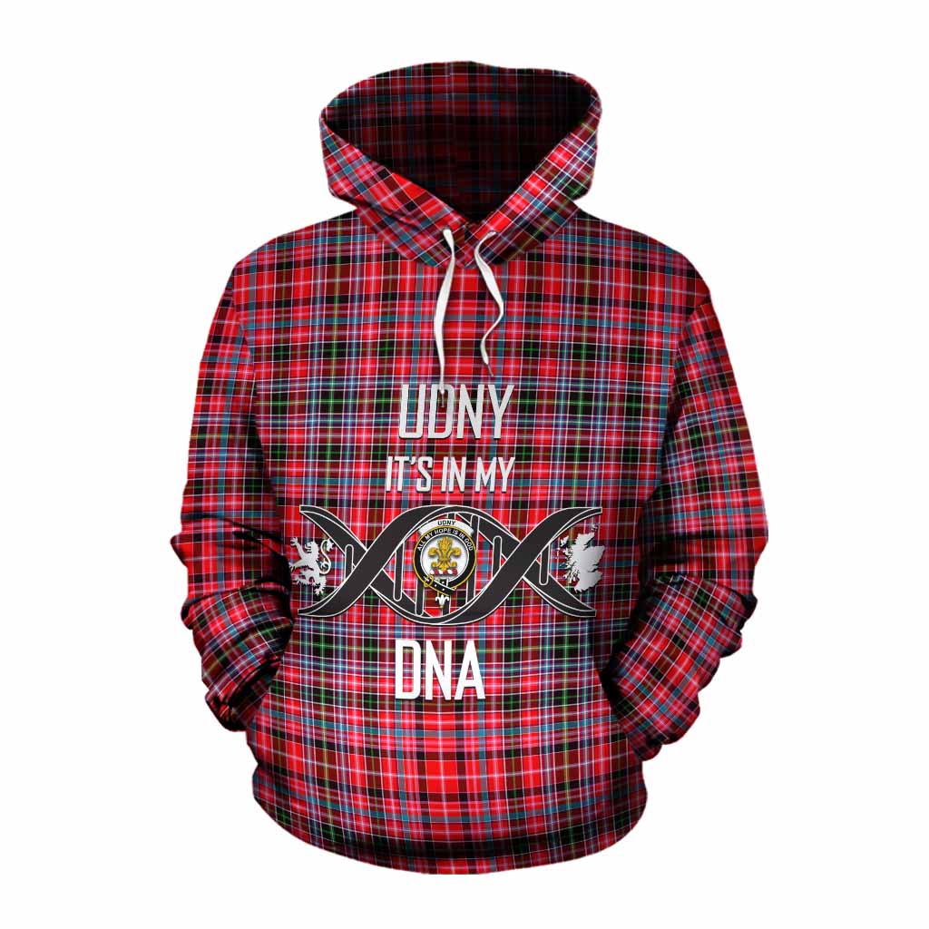 Tartan Vibes Clothing Udny Tartan Cotton Hoodie with Family Crest DNA In Me Style