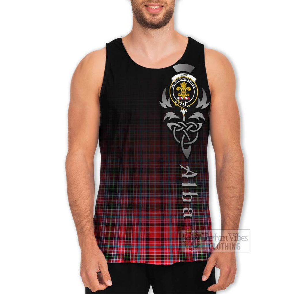 Tartan Vibes Clothing Udny Tartan Men's Tank Top Featuring Alba Gu Brath Family Crest Celtic Inspired