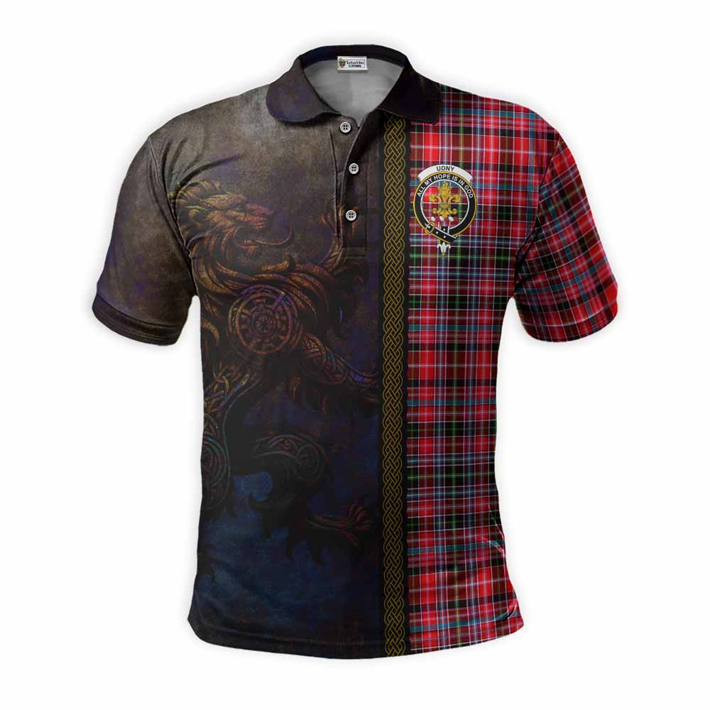 Tartan Vibes Clothing Udny Tartan Family Crest Polo Shirt Alba Gu Brath Be Brave Lion Ancient Style