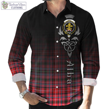 Udny Tartan Long Sleeve Button Up Featuring Alba Gu Brath Family Crest Celtic Inspired