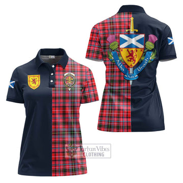 Tartan Vibes Clothing Udny Tartan Women's Polo Shirt with Scottish Lion Royal Arm Half Style
