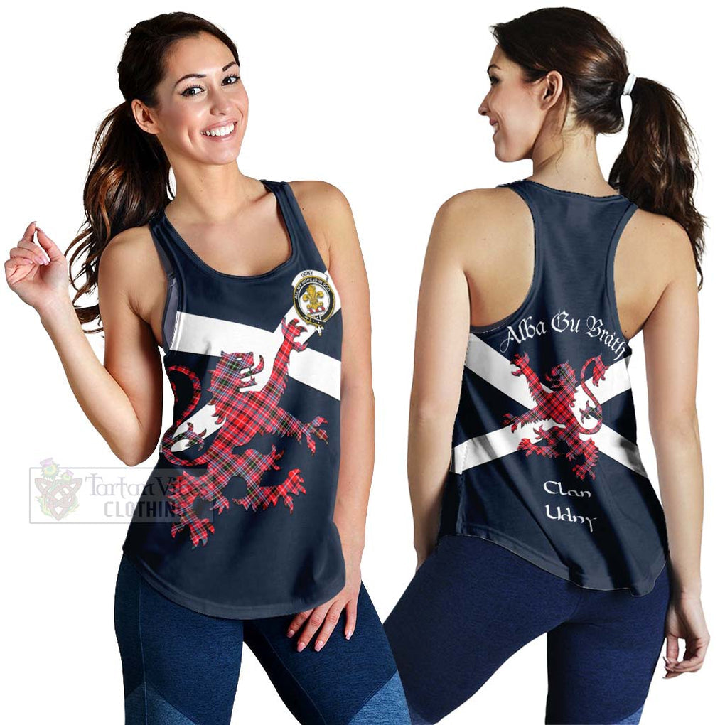 Tartan Vibes Clothing Udny Tartan Lion Rampant Women's Racerback Tanks – Proudly Display Your Heritage with Alba Gu Brath and Clan Name