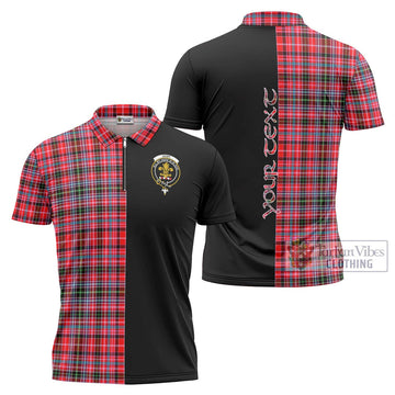 Udny Tartan Zipper Polo Shirt with Family Crest and Half Of Me Style Unisex - Tartanvibesclothing Shop