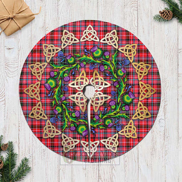 Tartan Vibes Clothing Udny Tartan Christmas Tree Skirt with Thistle Celtic Knot Style