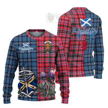 Tartan Vibes Clothing Udny Tartan Knitted Sweater Happy St. Andrew's Day Half Tartan Style