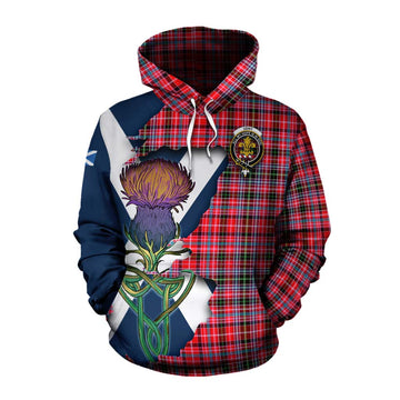 Tartan Vibes Clothing Udny Tartan Family Crest Cotton Hoodie Scottish Thistle Celtic Inspired