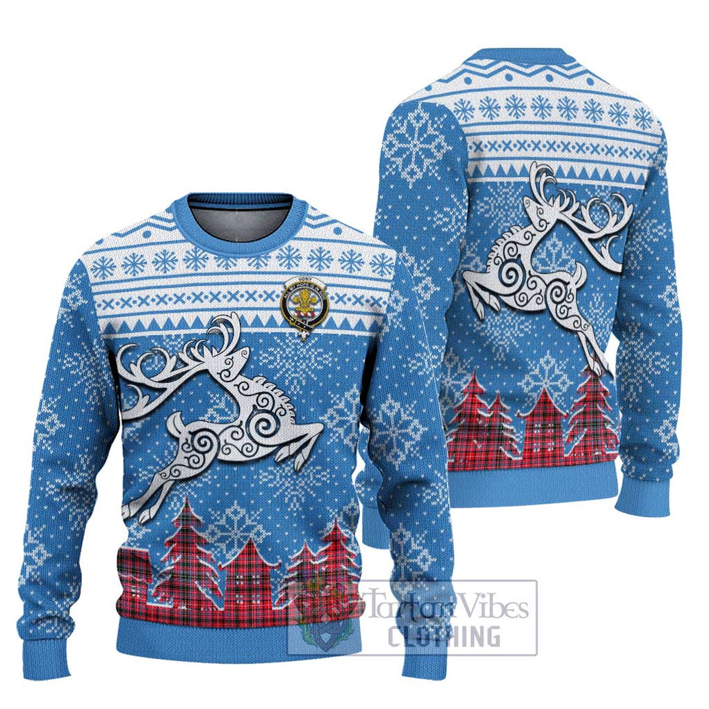 Tartan Vibes Clothing Udny Clan Christmas Ugly Sweater with Tartan and Celtic Raindeer Style