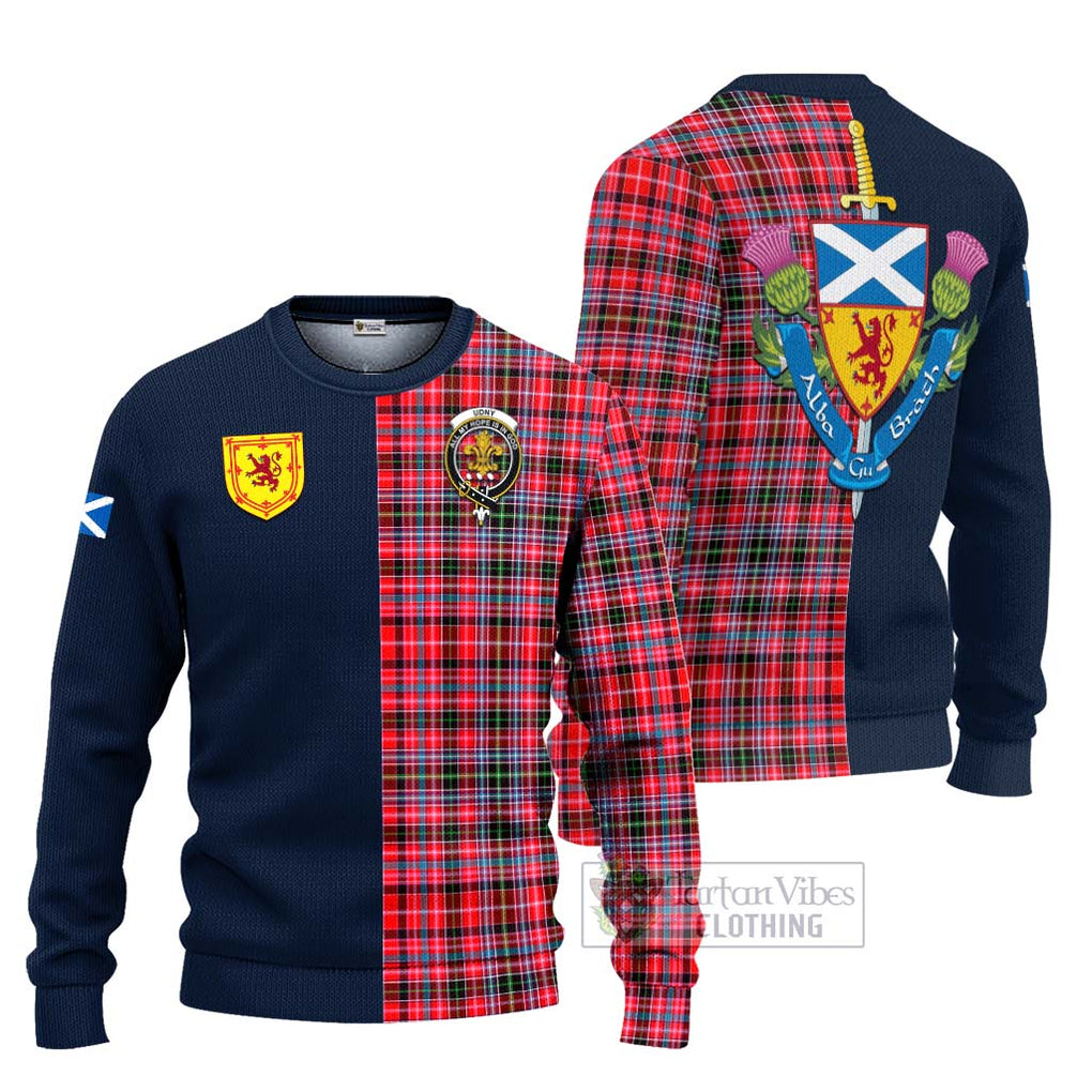 Tartan Vibes Clothing Udny Tartan Knitted Sweater with Scottish Lion Royal Arm Half Style
