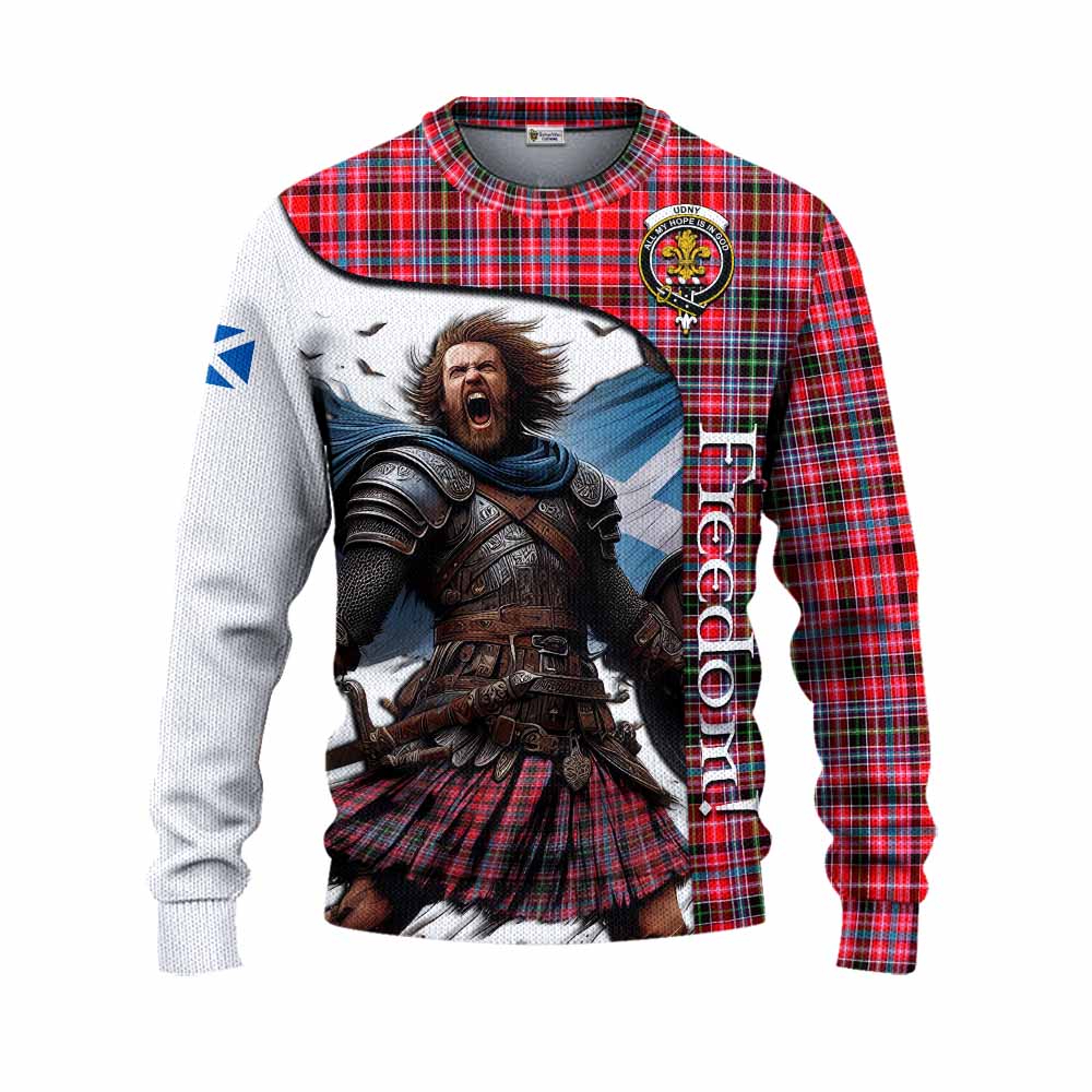 Tartan Vibes Clothing Udny Crest Tartan Knitted Sweater Inspired by the Freedom of Scottish Warrior