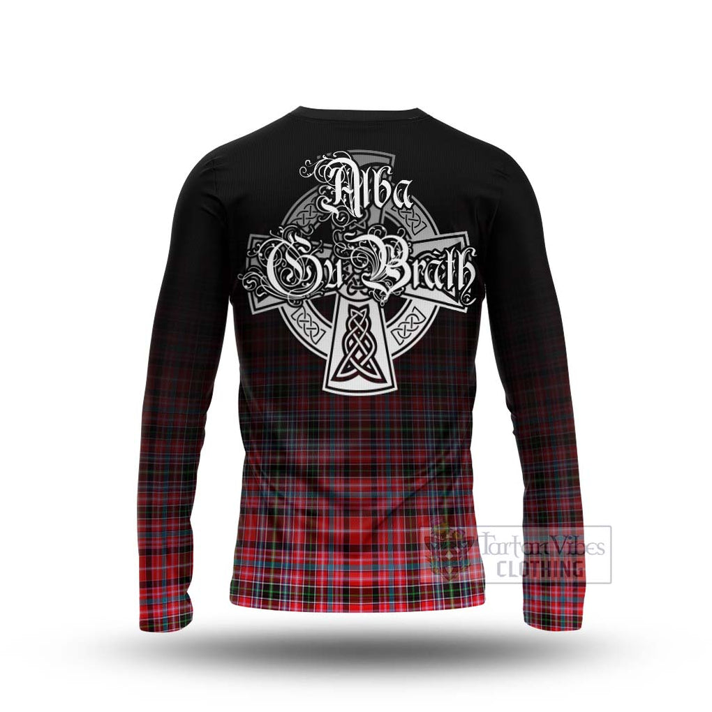 Tartan Vibes Clothing Udny Tartan Long Sleeve T-Shirt Featuring Alba Gu Brath Family Crest Celtic Inspired