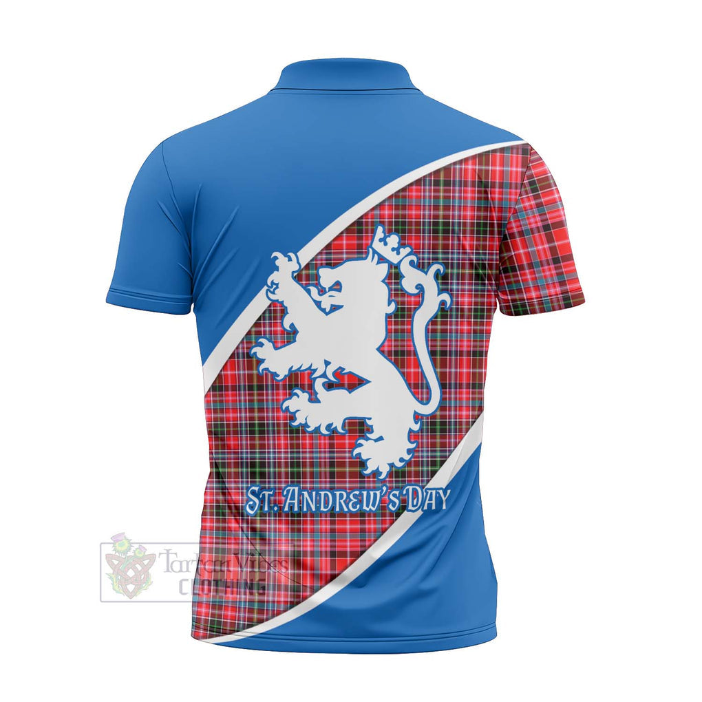 Tartan Vibes Clothing Udny Family Crest Tartan Zipper Polo Shirt Celebrate Saint Andrew's Day in Style
