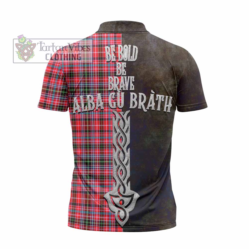 Tartan Vibes Clothing Udny Tartan Family Crest Zipper Polo Shirt Alba Gu Brath Be Brave Lion Ancient Style