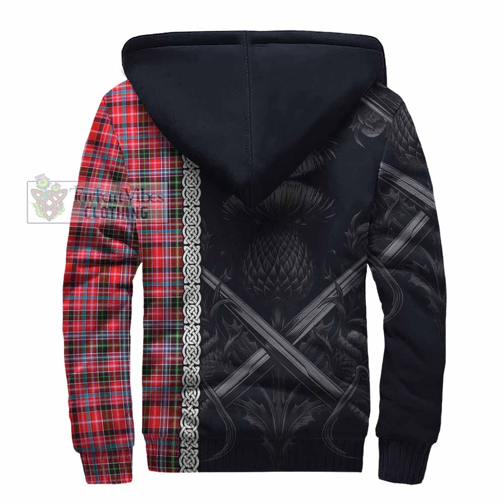 Tartan Vibes Clothing Udny Tartan Sherpa Hoodie with Family Crest Cross Sword Thistle Celtic Vibes