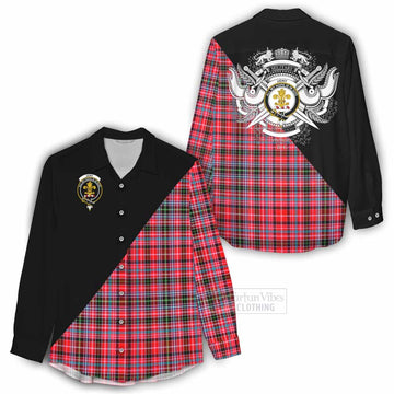 Tartan Vibes Clothing Udny Tartan Women's Casual Shirt with Family Crest and Military Logo Style