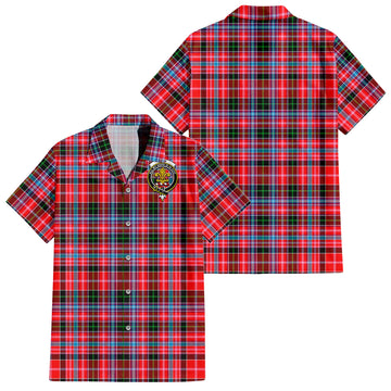 Udny Tartan Short Sleeve Button Down Shirt with Family Crest