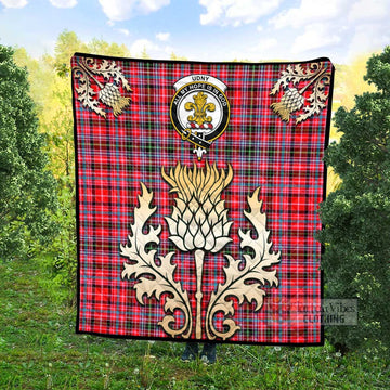 Tartan Vibes Clothing Udny Tartan Quilt with Family Crest and Golden Thistle Style