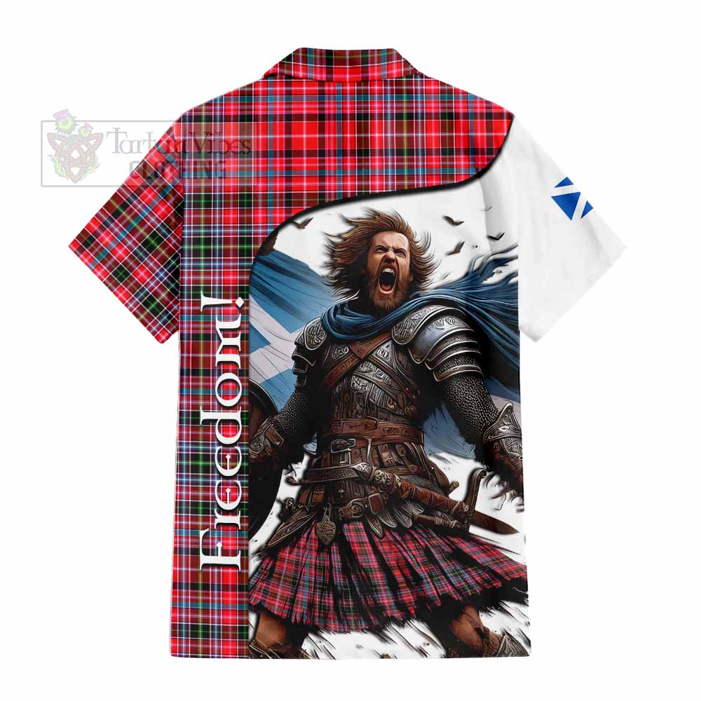 Tartan Vibes Clothing Udny Crest Tartan Short Sleeve Button Shirt Inspired by the Freedom of Scottish Warrior