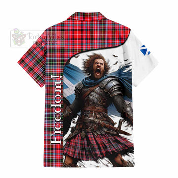 Tartan Vibes Clothing Udny Crest Tartan Short Sleeve Button Shirt Inspired by the Freedom of Scottish Warrior